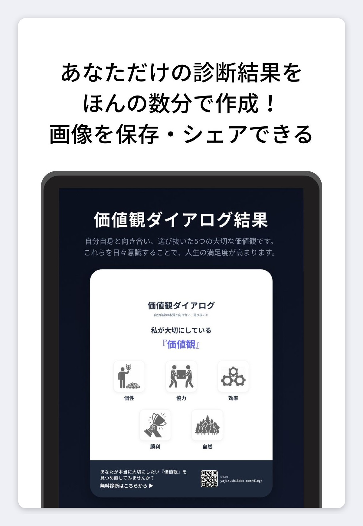 診断結果の画面